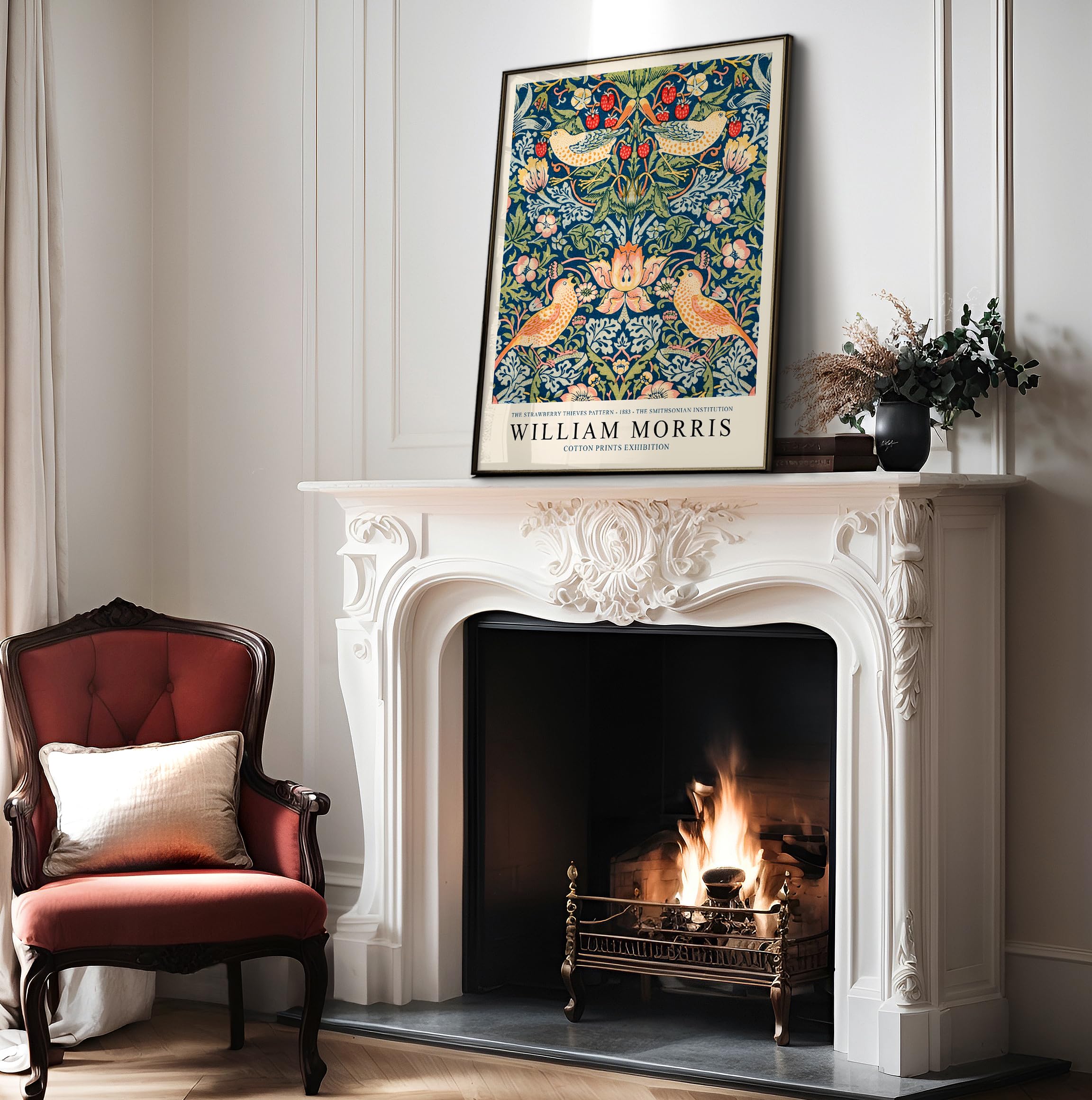 Monem Art Vintage Strawberry Thief Print - Retro William Morris Poster - Flower Pattern Art - Gift for Men & Women - Floral Decor for Bedroom, Living Room or Office - 8x10 UNFRAMED Wall Art - Image 4
