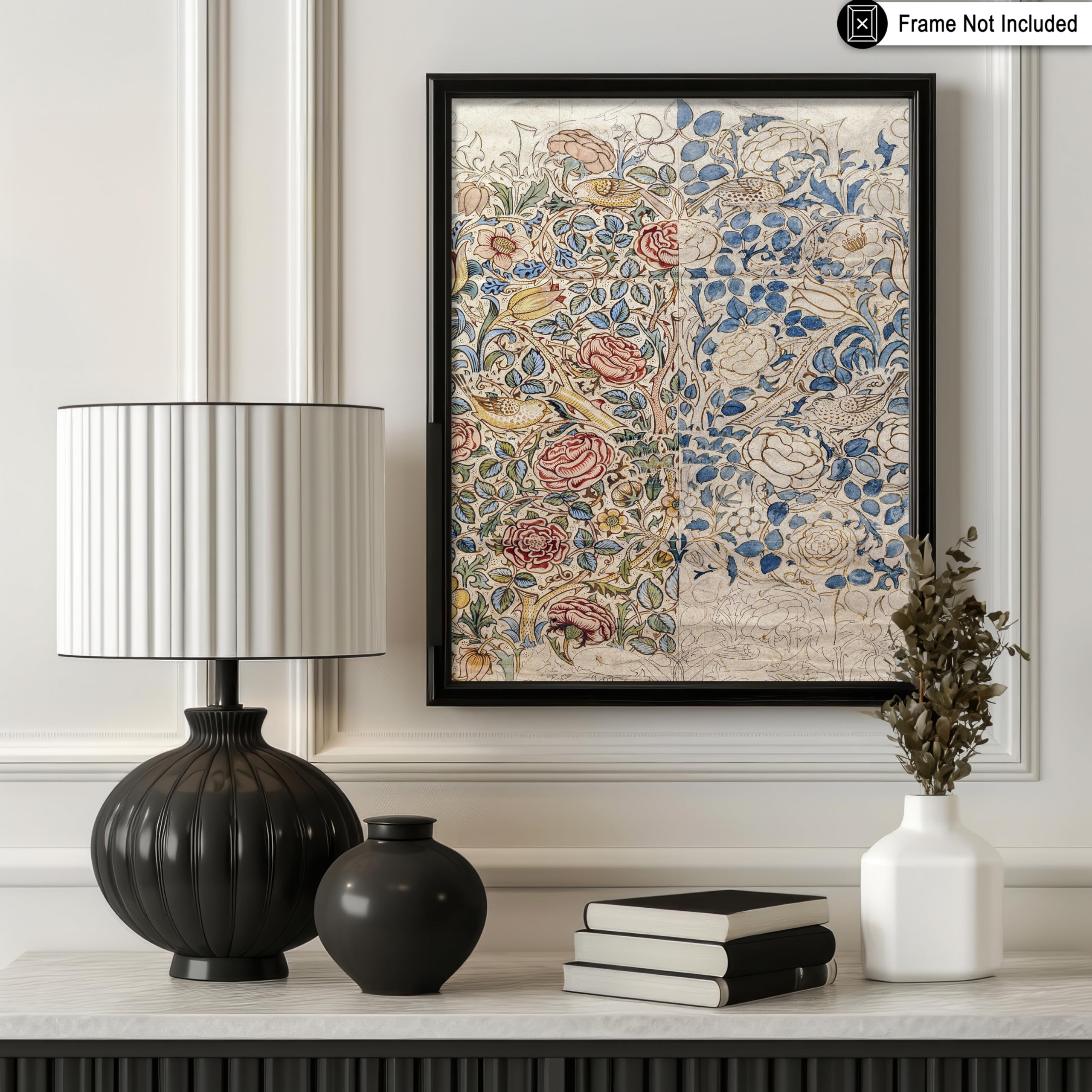 Monem Art Vintage William Morris Poster - Retro Rose Print - Flower Pattern - Bird & Floral Art - Great Office or Flower Shop Decor - 8x10 UNFRAMED Wall Art - Image 3