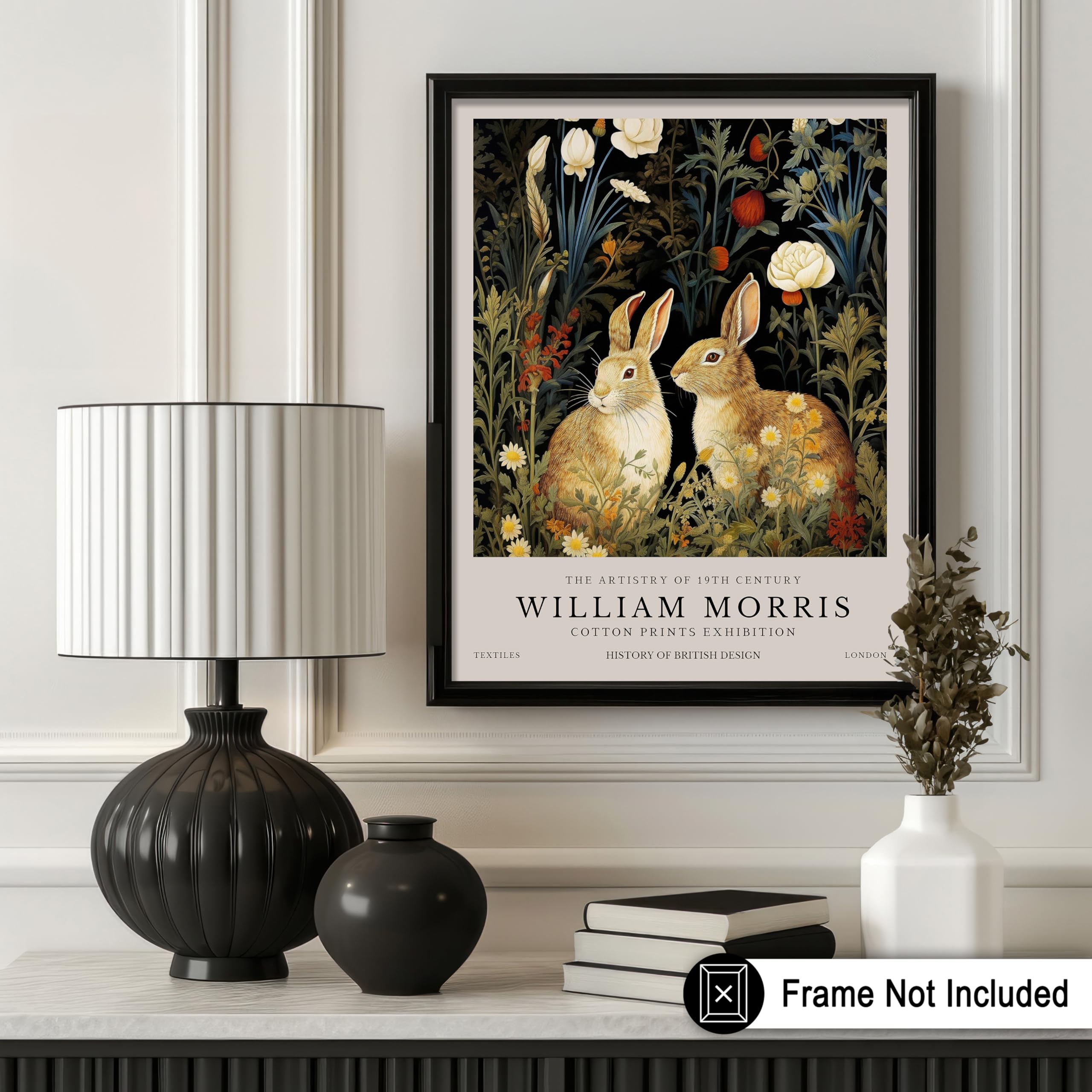 Monem Art William Morris Art - Rabbit Couple Print - Bunnies Illustration - Botanical Design - Exhibition Piece - Animal Print - Forest Decor - Aesthetic Living Room or Bedroom Art - 8x10 UNFRAMED - Image 3