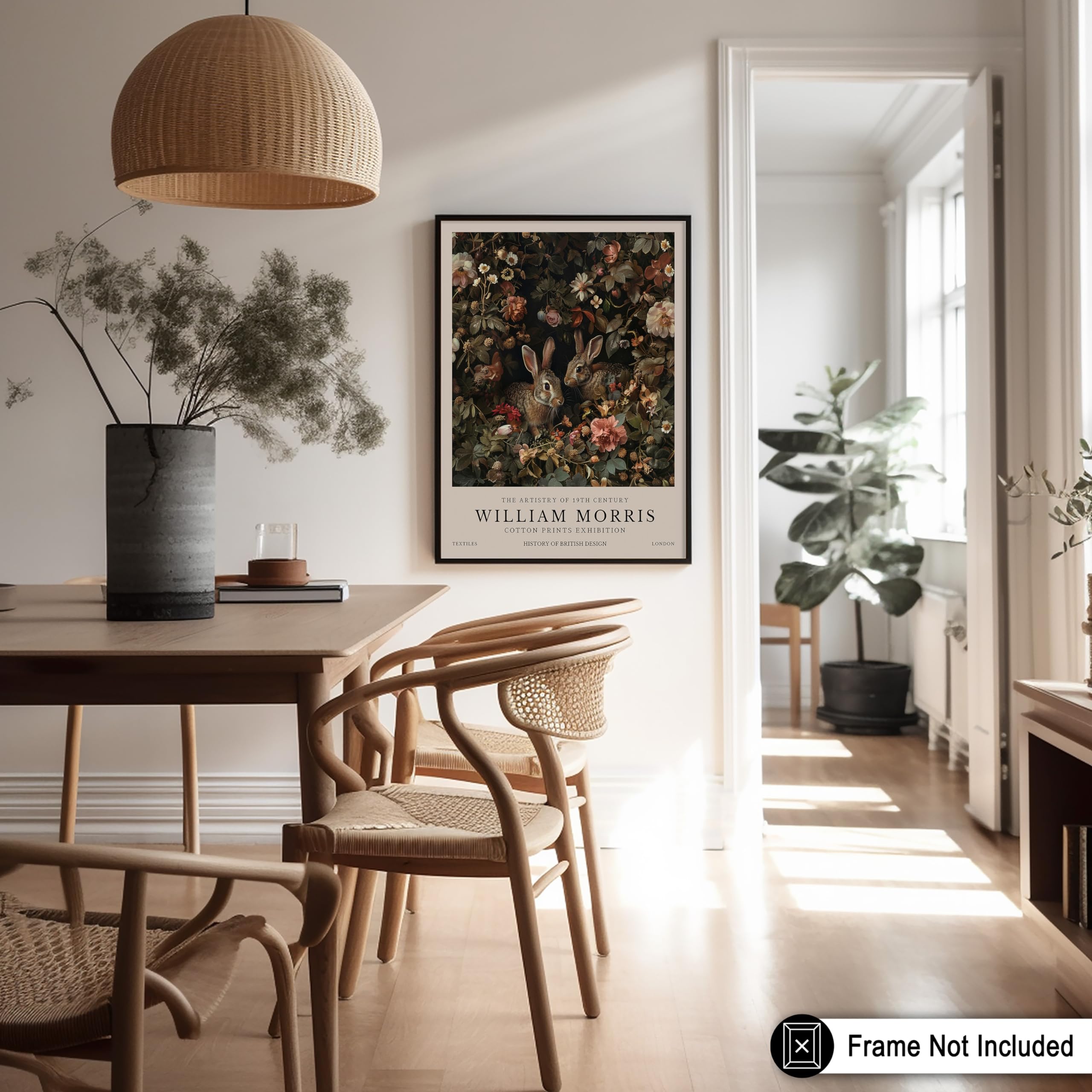 Monem Art William Morris Poster - Bunny Couple & Botanical Print - Exhibition Art - Farmhouse Decor - Aesthetic Living Room Decor - 8x10 UNFRAMED Wall Print - Image 5