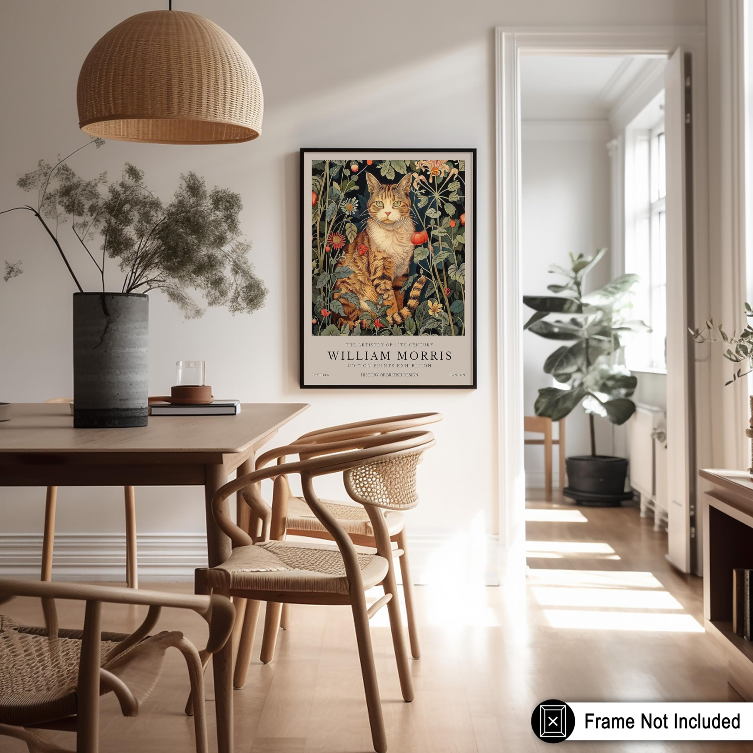 Monem Art William Morris Poster - Cat Print - Kitten & Flower Art - Kitty Art - Botanical & Exhibition Design - Animal and Floral Art - Bedroom or Office Decor - 8x10 UNFRAMED Wall Art - Image 5