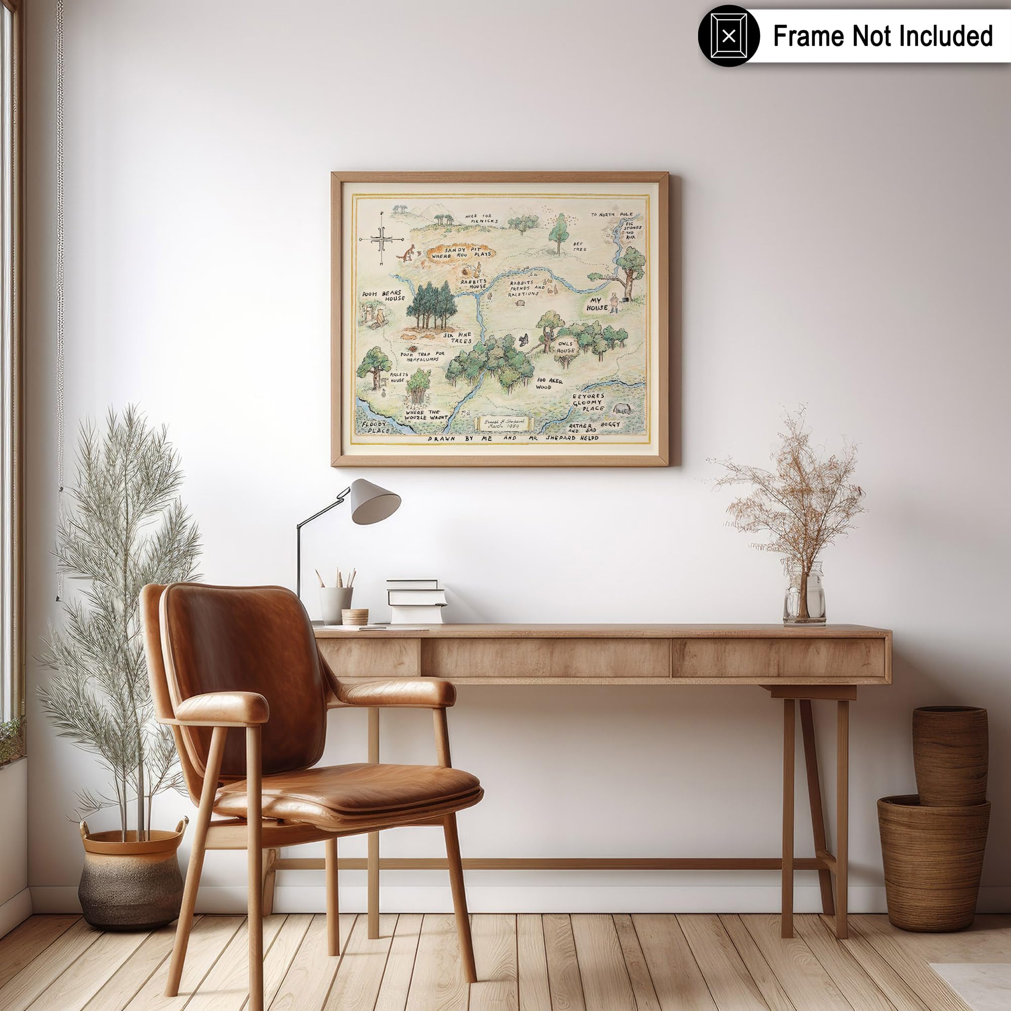 Monem Art Winnie Pooh Poster - Hundred Acre Woods Map Print - Story Book Art - Gift for Boys, Girls & Parents - Chic Decor for Bedroom, Living Room, Nursery or Kid's Room - 8x10 UNFRAMED Wall Art - Image 6