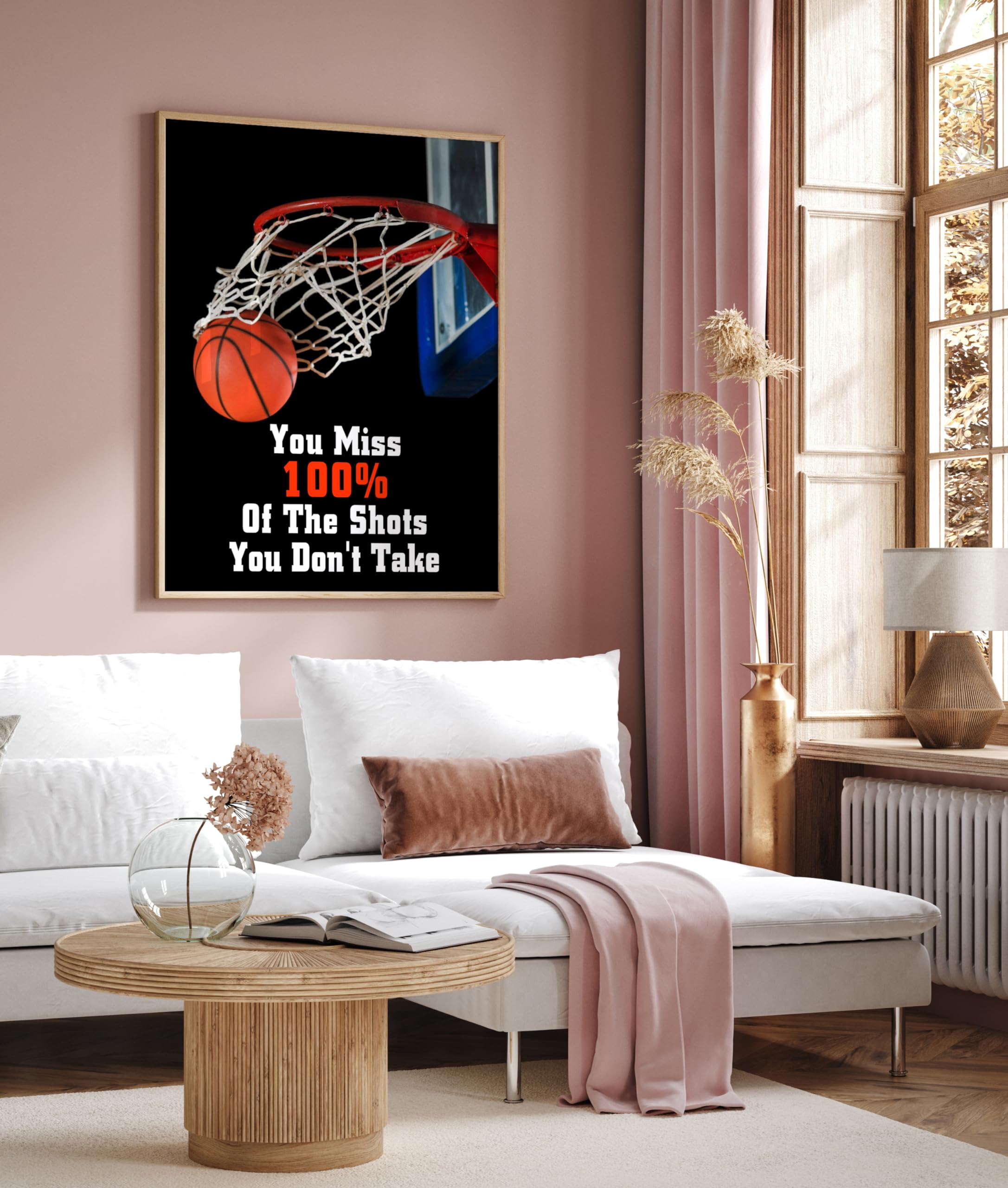 Monem Art You Miss 100% Of The Shots You Don't Take Print - Sports Poster - Basketball Art - Positive Quote Wall Design - Basketball Hoop & Ball Art - Great Gym Decor - 8x10 UNFRAMED Wall Art - Image 6